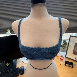 Cosabella Bra Never Say Never Lace Balconette Blue Women 36C EUC
